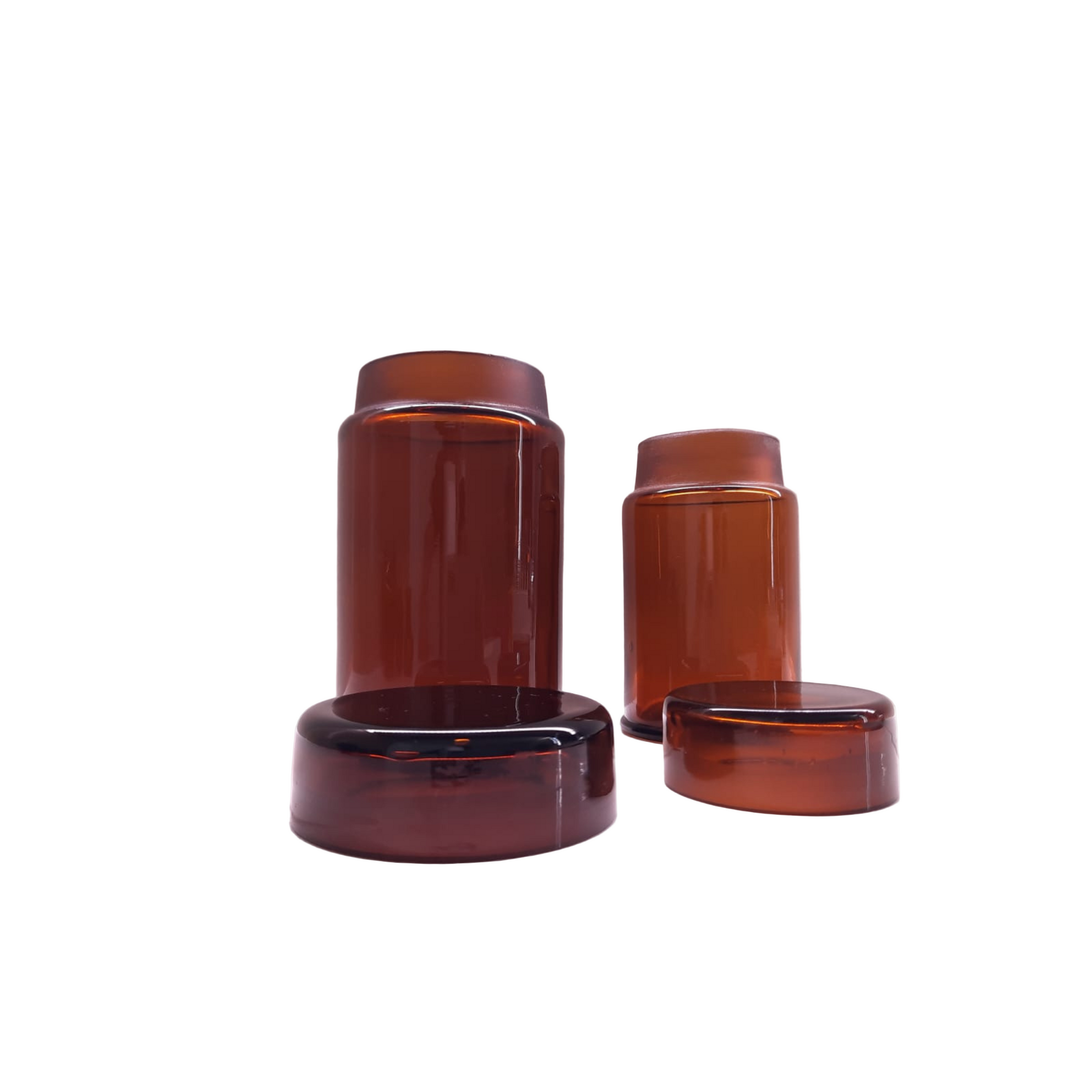 Amber glass storage jars decorative containers
