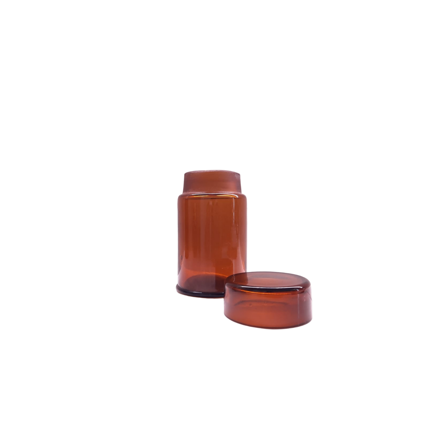 Vintage amber glass jar with lid bathroom storage