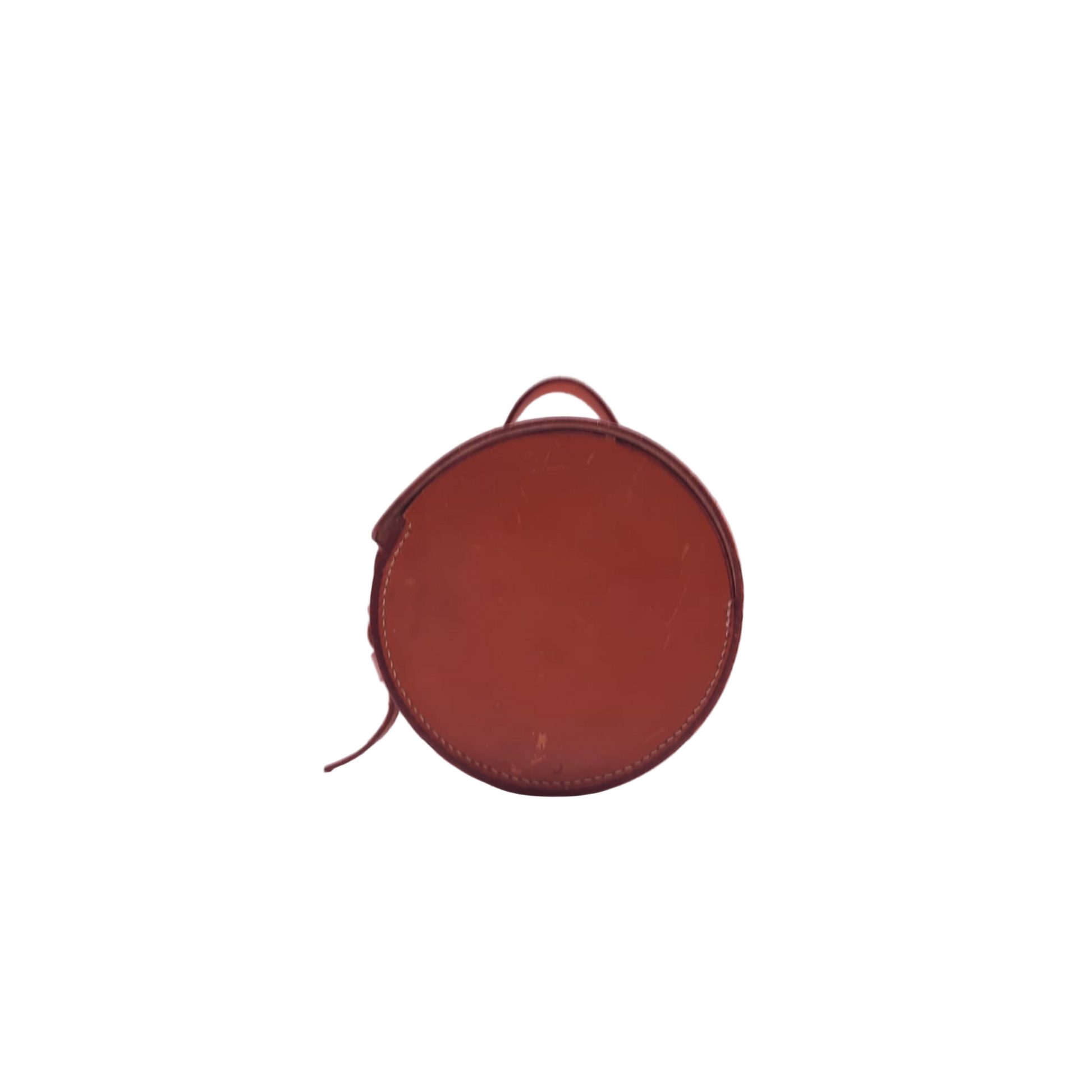 Vintage round leather case top view